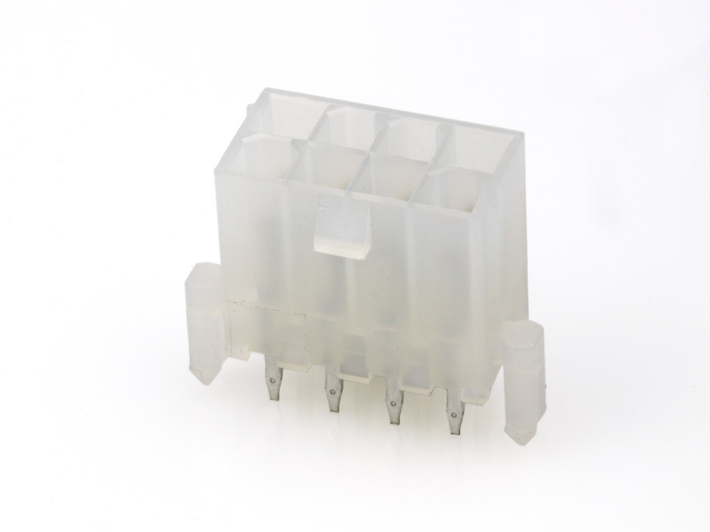39-29-9082 Mini-Fit Jr. Vertical Header, Dual Row, 8 Circuits, with Snap-in Plastic Peg PCB Lock, Tin