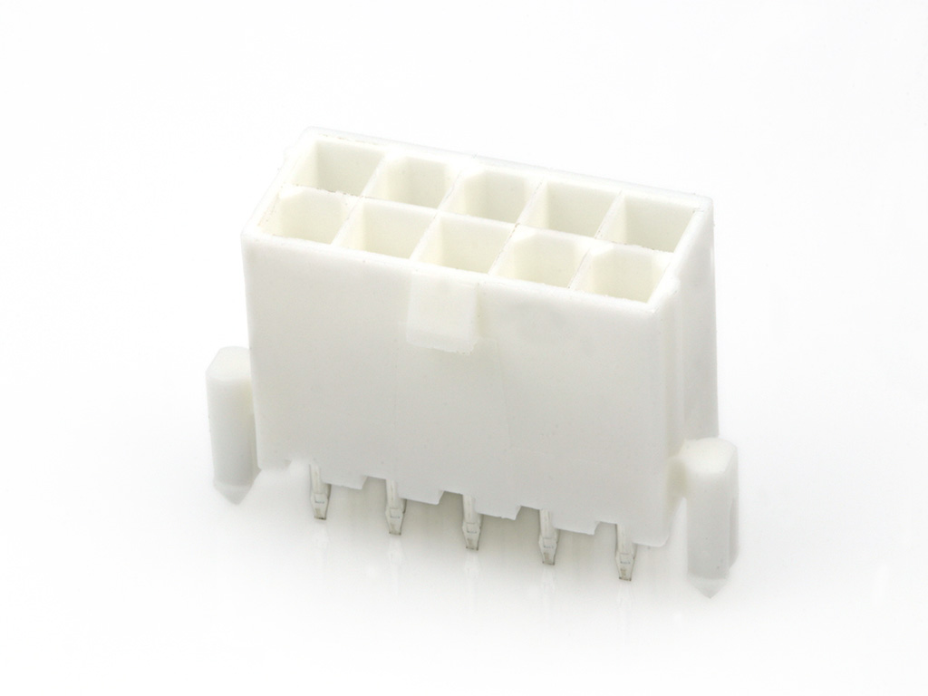 39-29-9106 Mini-Fit Jr. Vertical Header, Dual Row, 10 Circuits, with Snap-in Plastic Peg PCB Lock, Tin