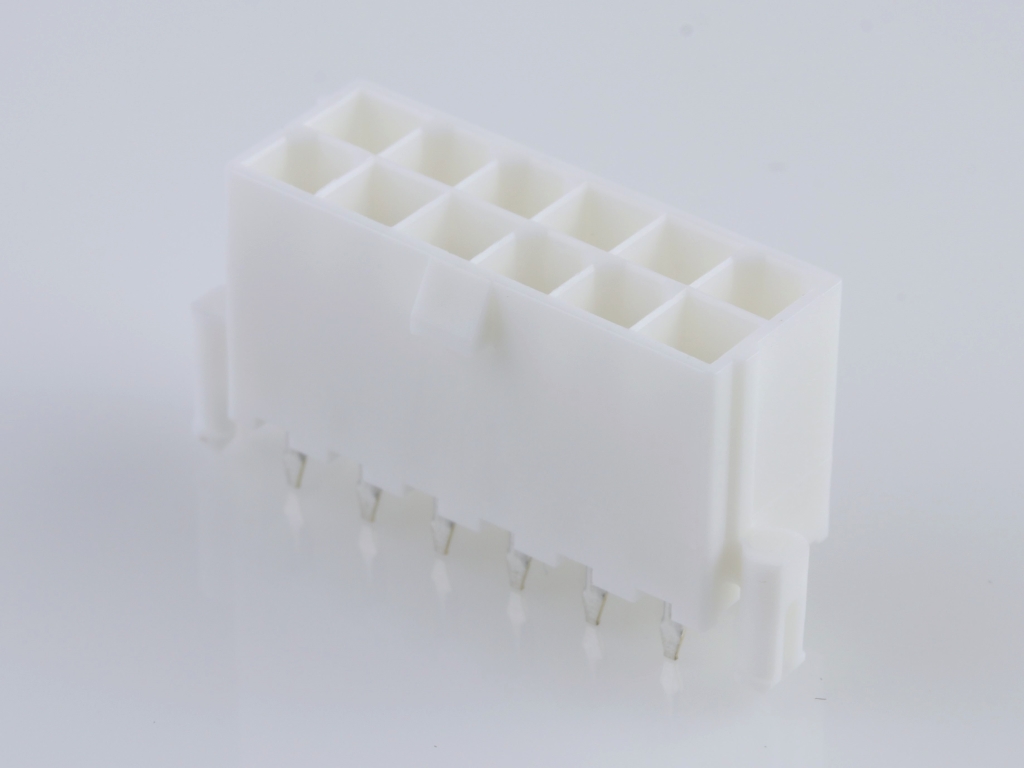 39-29-9126 Mini-Fit Jr. Vertical Header, Dual Row, 12 Circuits, with Snap-in Plastic Peg PCB Lock, Tin