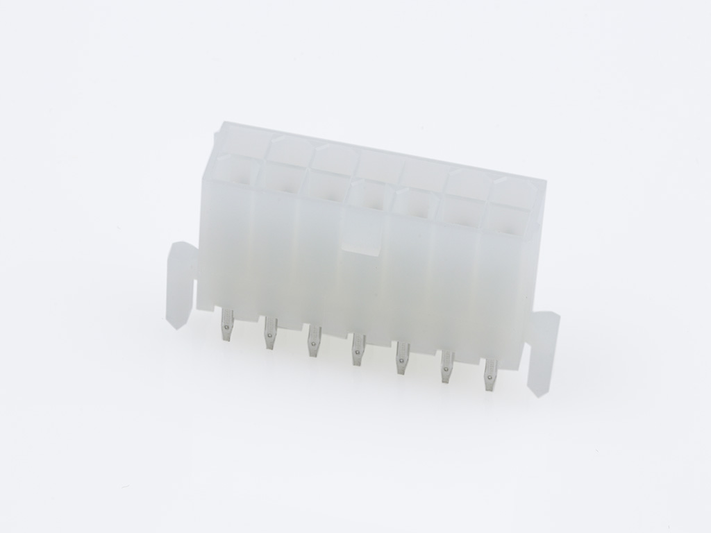 39-29-9143 Mini-Fit Jr. Vertical Header, Dual Row, 14 Circuits, with Snap-in Plastic Peg PCB Lock, Tin