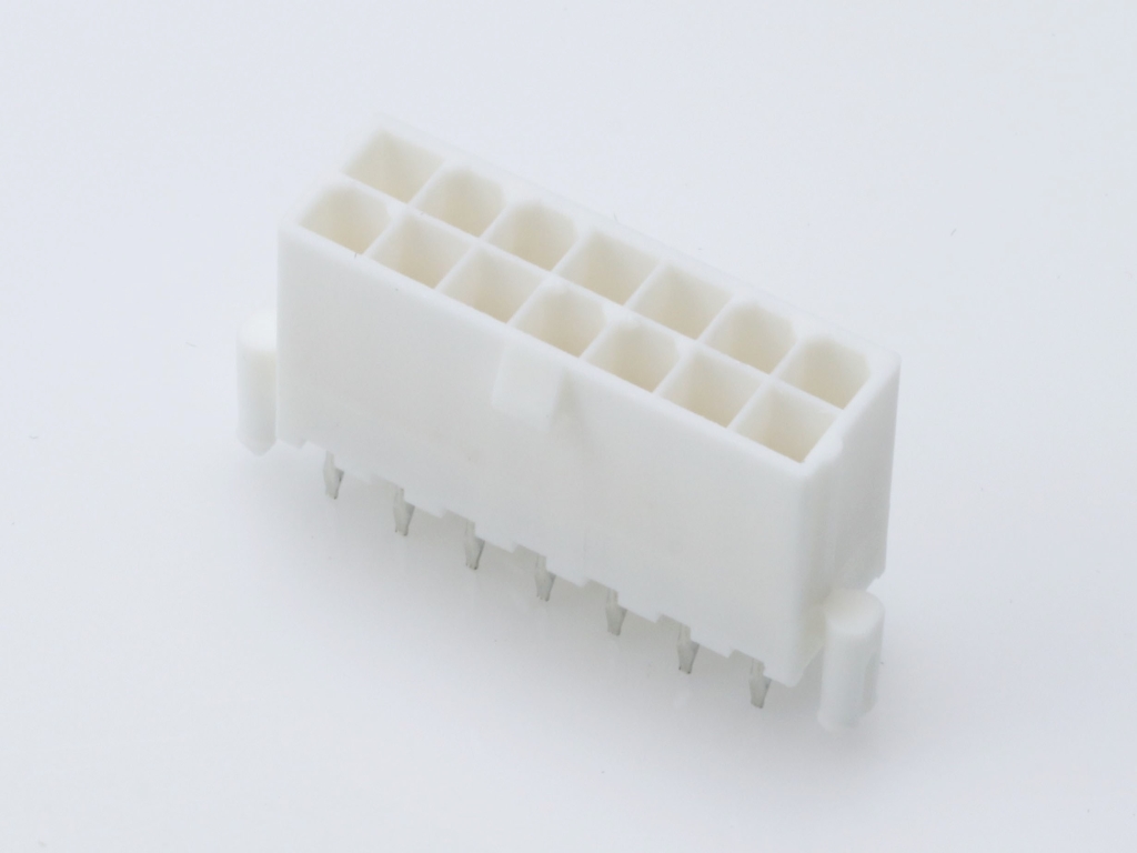 39-29-9149 Mini-Fit Jr. Vertical Header, Dual Row, 14 Circuits, with Snap-in Plastic Peg PCB Lock, Gold