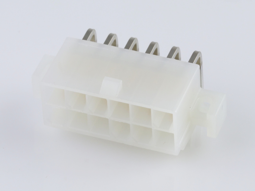 39-29-5123 Mini-Fit Jr. Header, Dual Row, Right-Angle, with PCB Mounting Flange, 12  Circuits, Gold (Au) Plating