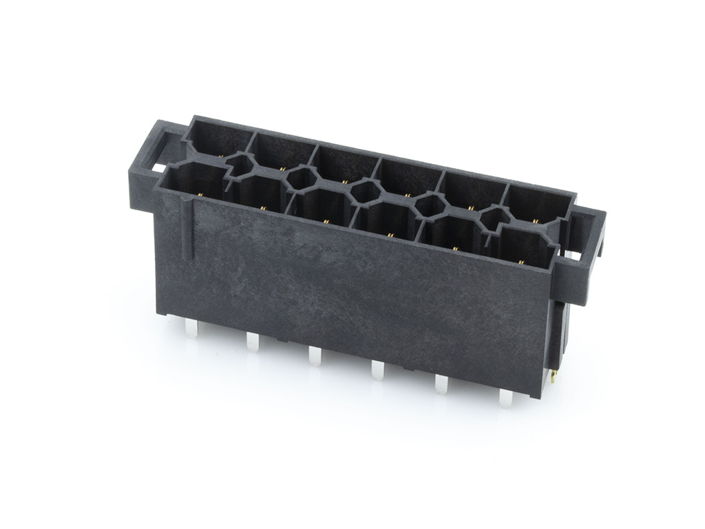 43915-1204 Mini-Fit Sr. Header, Dual Row, Vertical, 1.57mm PCB Thickness, 0.76µm Gold (Au) Selective Plating, 12 Circuits