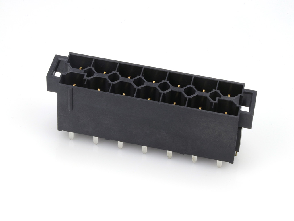 43915-1205 Mini-Fit Sr. Header, Dual Row, Vertical, 1.57mm PCB Thickness, 0.76µm Gold (Au) Selective Plating, 14 Circuits
