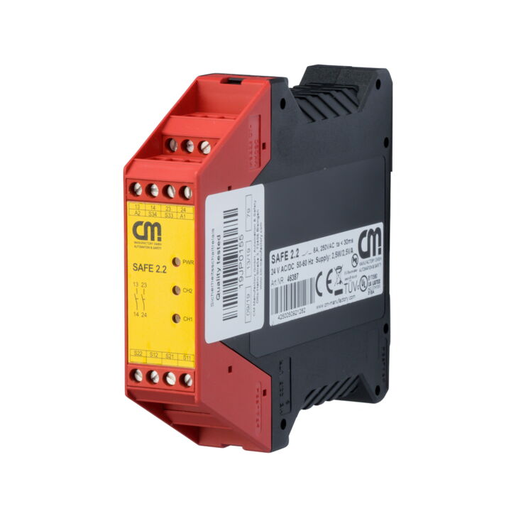 SAFE 2.2 Veiligheidsrelais voor schakelmatten 24V AC/DC 2xNO, zonder startbewaking (Riese AR.9657.2010)