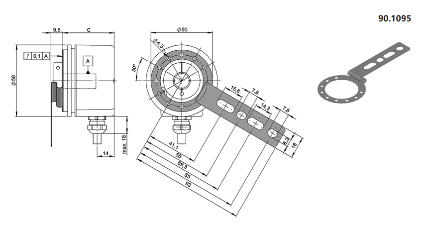 90.1095 Veerplaat voor 58mm encoders
