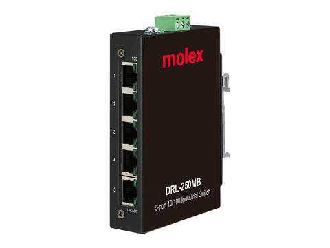 IP20 Unmanaged Ethernet Switch, 5 Poorten, 10/100Mb Data Speed DRL-250MB