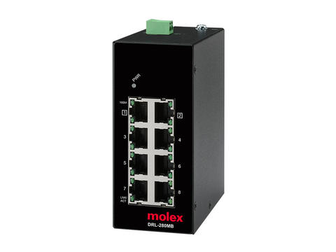 IP20 Unmanaged Ethernet Switch, 8 Poorten, 10/100Mb Data Speed DRL-280MB