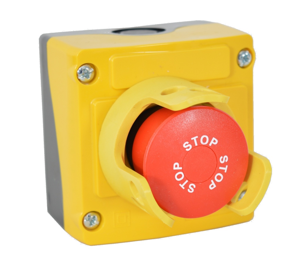 LBX130091 Noodstop "EMERGENCY STOP" "STOP-STOP-STOP", met NC contact, met beschermkraag