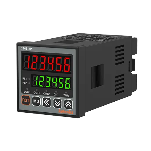 CT6S-2P2 Programmeerbare pulsteller/timer met LED 7-segment display 6 getallen 24V 48x48mm