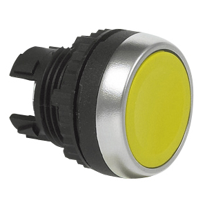 L21AA04 Drukknop Geel, Spring return, Flush, 22-serie