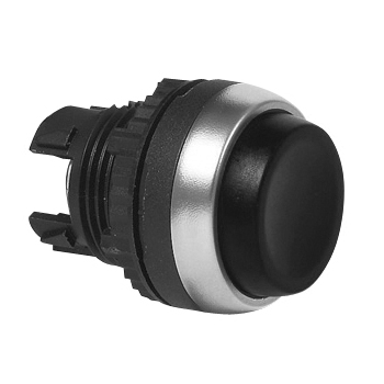 L21AB03 Drukknop Zwart, Spring return, Non-flush, 22-serie