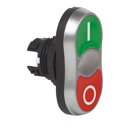 L61QA21 2 drukknoppen Groen, Spring return, 'I / O', Flush, 22-serie