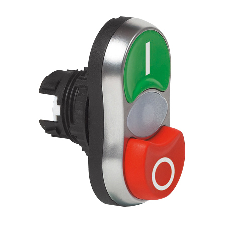 L61QK21 2 drukknoppen Groen, Spring return, 'I / O', Flush, 22-serie