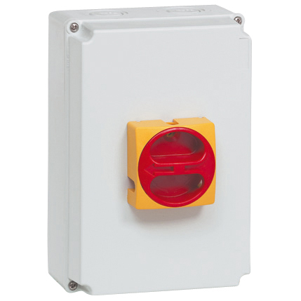 172361 Lastschakelaar in behuizing 63A 690V 3P afsluitbaar Rood/Geel