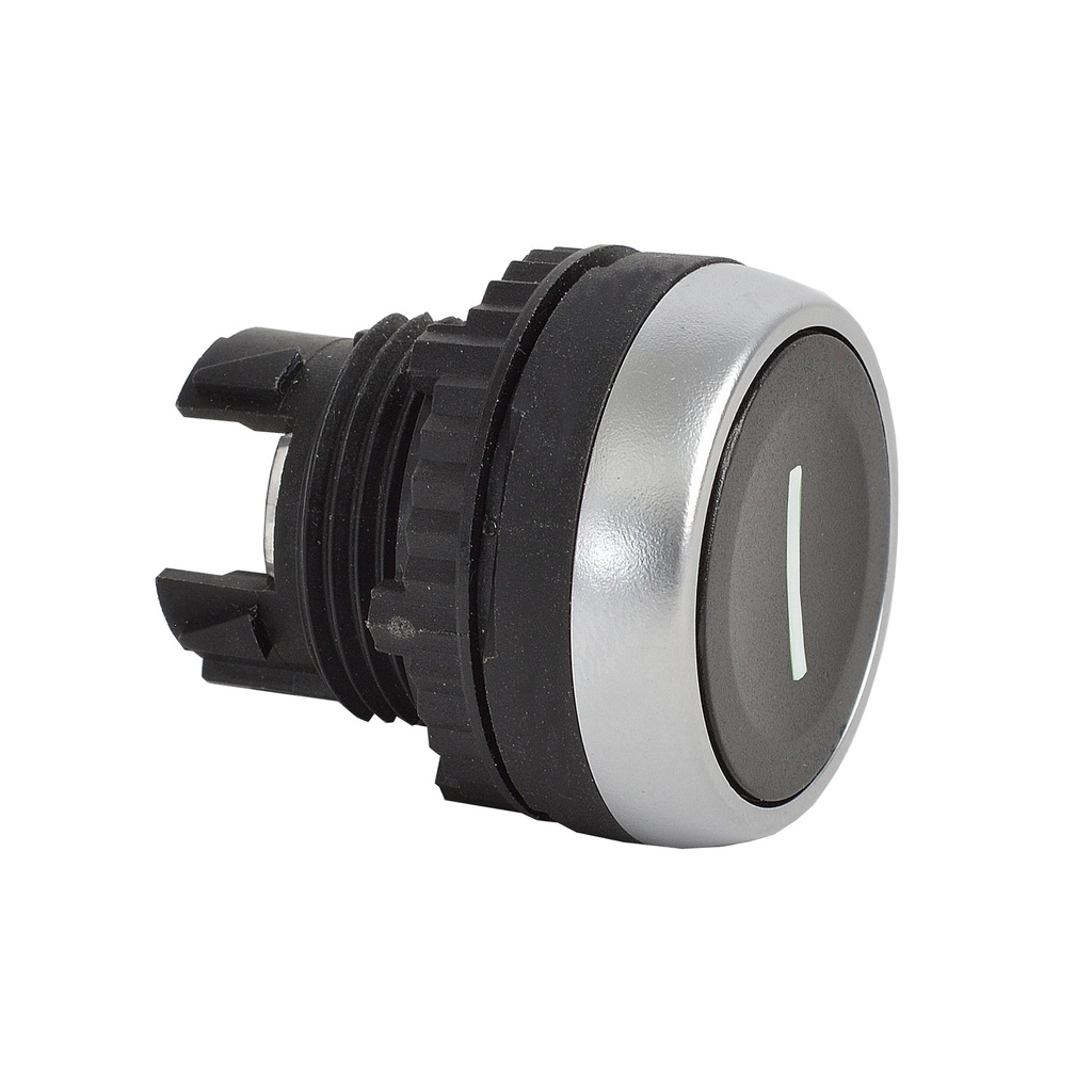L21AA83 Drukknop Zwart, Spring return, 'I', Flush, 22-serie