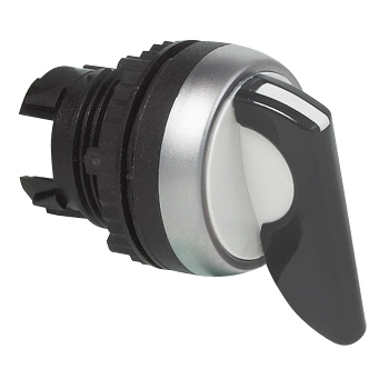 L21MS03 Selectieschakelaar Zwart, Spring return van links, 45° , 22-serie
