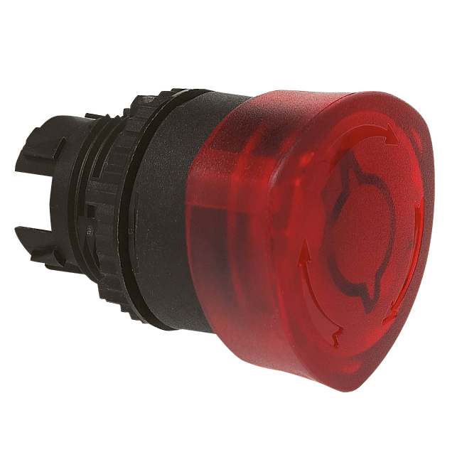 L22EM10 Drukknop Rood, Turn-to-reset, 22-serie