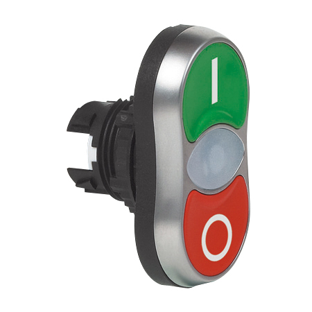 L61QH21 2 drukknoppen Groen, Spring return, 'I / O', Flush, 22-serie