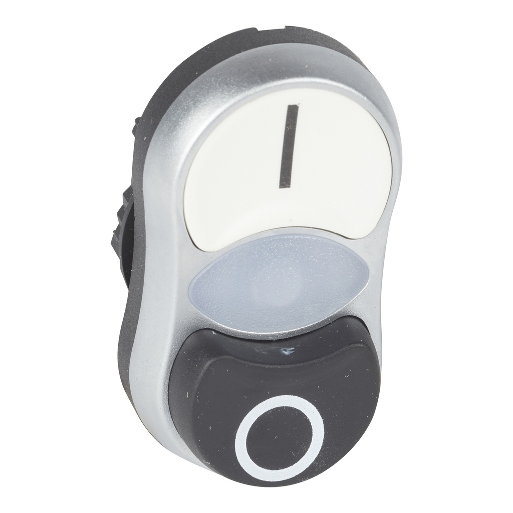 L61QK53 2 drukknoppen Wit, Spring return, 'I / O', Flush, 22-serie