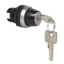 L21LB00 Sleutelschakelaar Zwart, Spring return, Symmetrisch, 45° , 22-serie