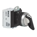 L21MU03B Selectieschakelaar Zwart, Spring return van beide kanten, 45°, met 2xNO contact, 22-serie